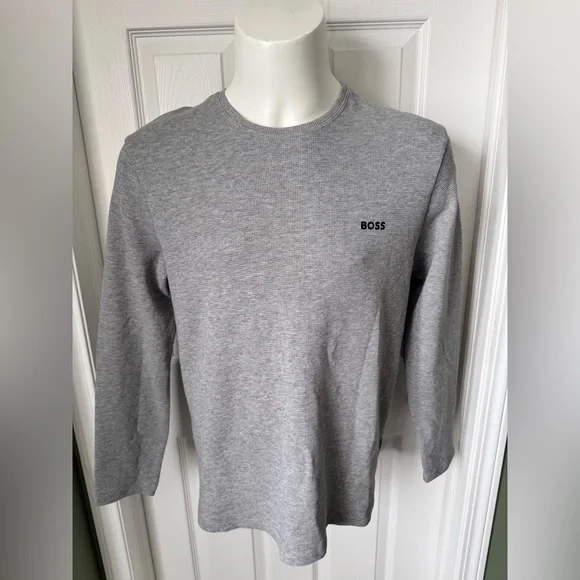 Mens Hugo Boss Long Sleeve Waffle Shirt Size Large Black Label Like NEW - Picture 5 of 9